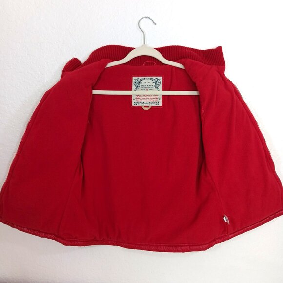 Old Navy M Red Quilted Puff Vest | Womens Sleeveless Full Zip Cozy Fleece Lined - Picture 5 of 11